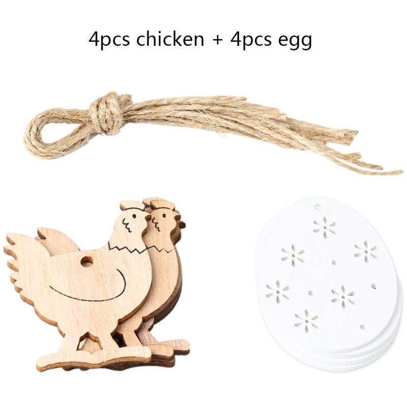 8 pezzi di Pasqua in legno di pollo/uovo di