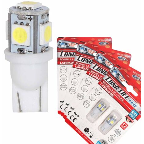8 Pezzi Lampada Led 28mm 12V Luce per Auto T10 W5W 5 SMD 5050 1W 100lm Lampadina 194 168 Bianco Freddo 6500K