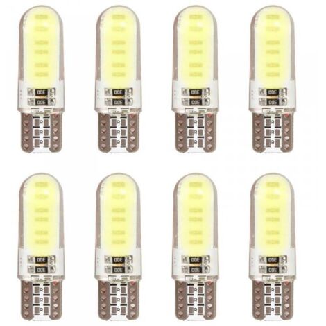 8 Pezzi Lampada Led T10 W5W 10 COB 12V 0.8W 40lm Bianco Freddo 6500K 32mm
