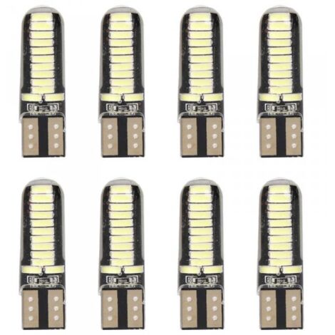 8 Pezzi Lampada Led T10 W5W 24 SMD 4014 12V 1.2W 40lm Bianco Freddo 6500K 34mm