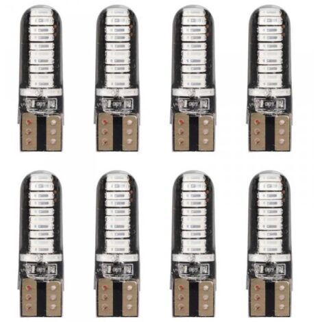 8 Pezzi Lampada Led T10 W5W 24 SMD 4014 12V 1.2W 40lm Luce Colore Blu 34mm
