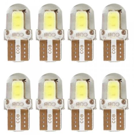 8 Pezzi Lampada Led T10 W5W 4 COB 12V 0.6W 40lm Bianco Freddo 6500K 23mm