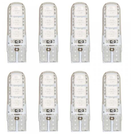 8 Pezzi Lampada Led T10 W5W 6 SMD 5050 12V 0.8W 60lm Colore Blu 34mm