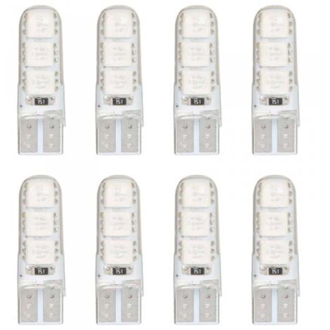 8 Pezzi Lampada Led T10 W5W  6 SMD 5050 12V 0.8W 60lm Colore Rosso 34mm