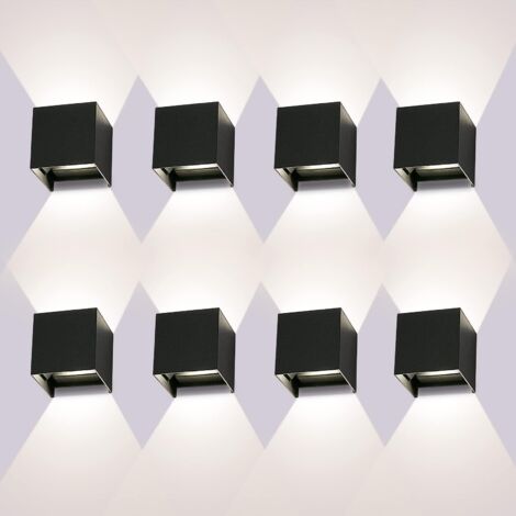 8 pezzi LED Applique da parete per esterni Applique da parete per interni 12W 4000K Bianco naturale Design impermeabile IP65 [Classe energetica F]
