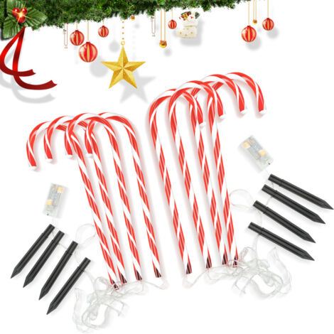 8 Pezzi Luci di Canna di Natale. Luci di Canna di Caramella Solare Segnapercorso di Canna di Caramella Decorazione di Natale Segnapercorso Canna di Zucchero LED Luci di Giardino Solare Luci di Giardin