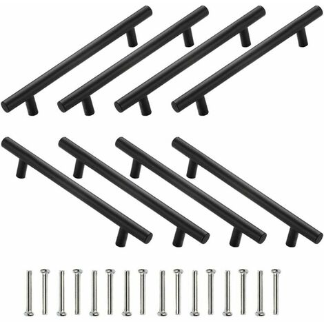 8 Pezzi Maniglie per Armadi Maniglie per Cassetti Maniglia per Armadi Maniglie per Porte da Cucina Maniglie per Armadi in Acciaio Inossidabile per Armadi Camera da Letto Cucina, Nero