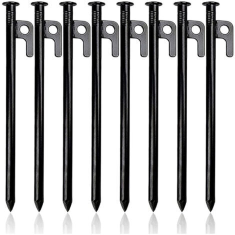 (8 pezzi) picchetti per tende resistenti, picchetti per tende in acciaio forgiato, picchetti da campeggio da 30 cm con ganci, picchetti di fissaggio su terreni duri per tende, teloni, spiaggia, giardi