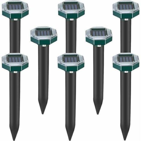 8 pezzi – Repellente solare ad ultrasuoni contro roditori, serpenti e talpe per prato, giardino e cortile esterno