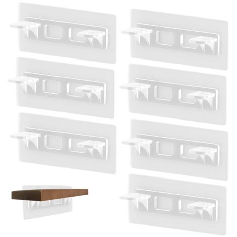 8 pezzi Supporti adesivi per mensole Supporti adesivi per mensole Staffe per mensole autoadesive Perni di supporto per mensole trasparenti Supporto adesivo per mensole in plastica trasparente