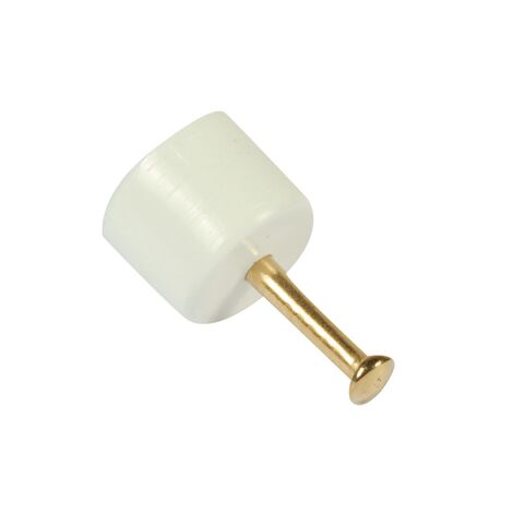 8 PEZZI - SUPPORTO REGGIPIANO ROTONDO 11MM COMPLETO DI CHIODO - IN PLASTICA BIANCA