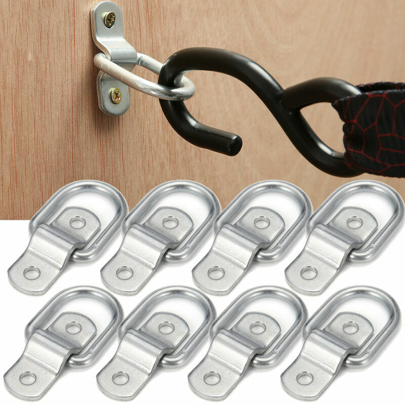 Lucky-88 - 8 pièces anneaux d'arrimage en acier inoxydable pour remorques van bateau camions tout-terrain cordes de box (argent)