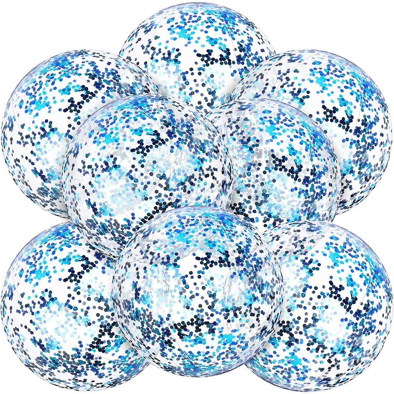 8 Pièces Ballons de Plage Gonflables à Paillettes Transparentes Ballons de Plage Confettis Ballon de Fête de Piscine Transparent pour la Plage d'été,