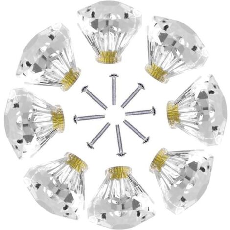 8 Pices Boutons de Porte 25mm Poignes de Tiroir poignes en cristal Poignes de Diamant Poignes de Meuble pour Placard PZCC