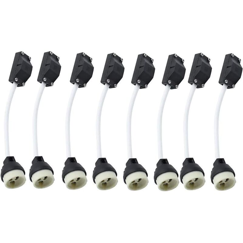 8 pièces douilles en céramique Gu10 avec connecteur de câble 2A 250v support de lampe Gu10 adaptateur de Base de douille avec câble isolé