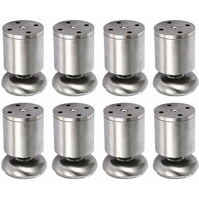 8 pièces pieds d'armoire cylindriques épaissis hauteur 80mm armoire épaissie brossée en acier inoxydabledurable