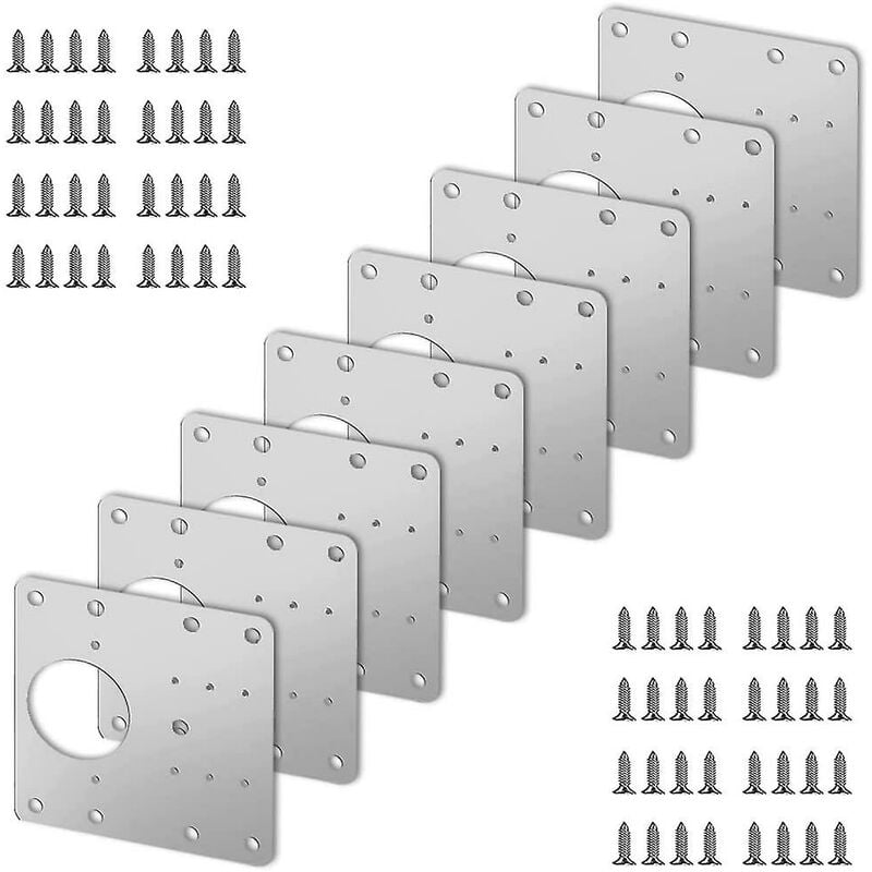Ersandy - 8 pièces plaque de réparation de charnière d'armoire en acier inoxydable avec 48 vis