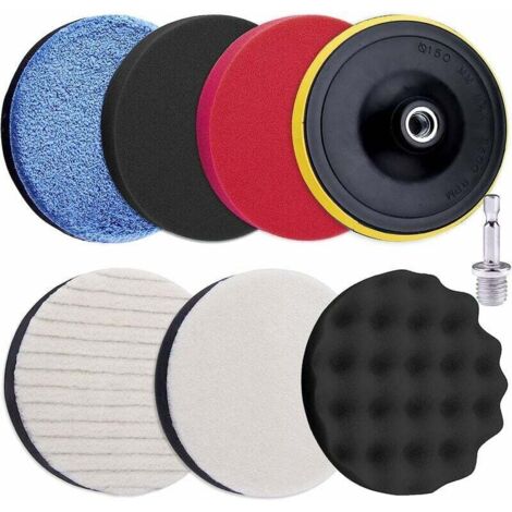 -8 Pices Polissage Pad 125MM ponge de Polissage Kit de Tampons de Polissage de Voiture ponge  Polir en Mousse Fixation de Polisseuse avec Adaptateur de Perceuse M14 pour Perceuse