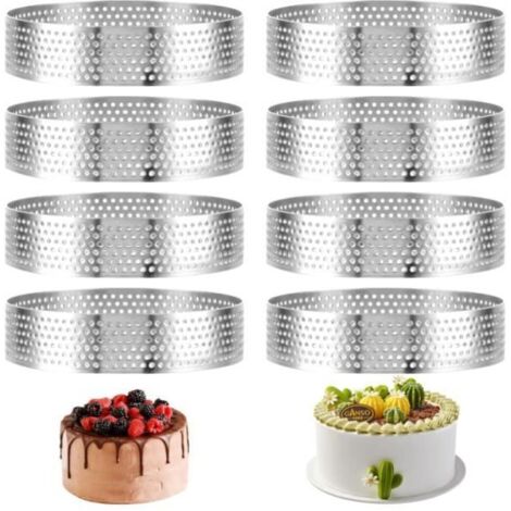 8 Pièce Cercle a Patisserie, 8 cm Cercle a Tarte Perforé, Moule a Tarte en Acier Inoxydable pour Gâteaux, Quiches, yd