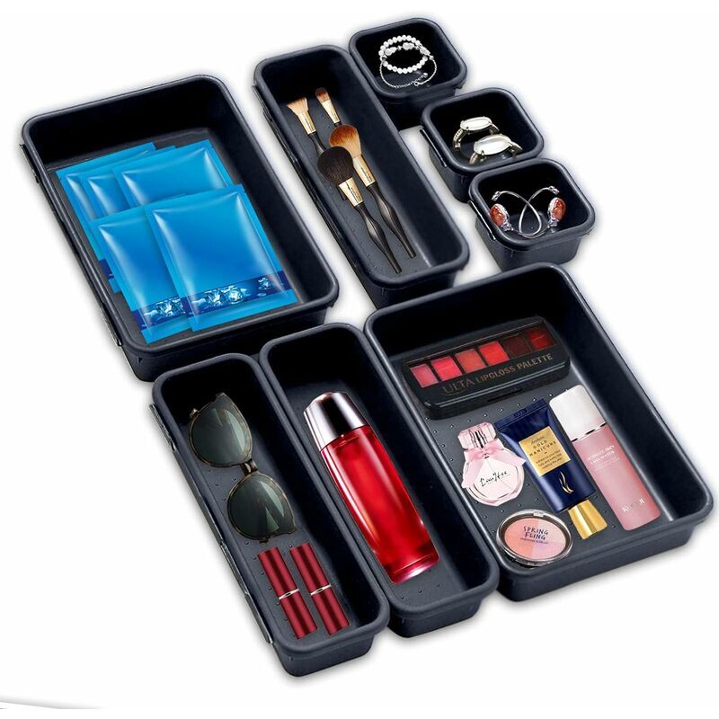 8 Piece Drawer Organizer, Home Oganizer Storage Box, Bath Makeup Organizer, Washable Storage Box, Clear Storage Box, Office and Home Storage Box