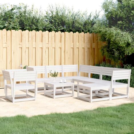 8 Piece Garden Lounge Set White Solid Wood Pine vidaXL