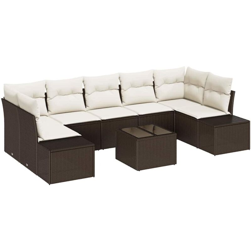 Garden Sofa Set With Cushion 8 Pcs Brown, Cream 55 X 55 X 37 Cm Vidaxl