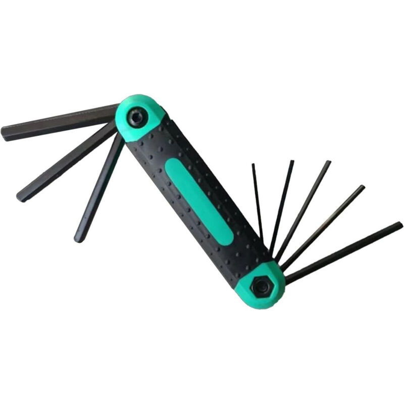 8-Piece Hex Key Set, 8-in-1 Portable and Foldable Hex Key Set, Green and Black