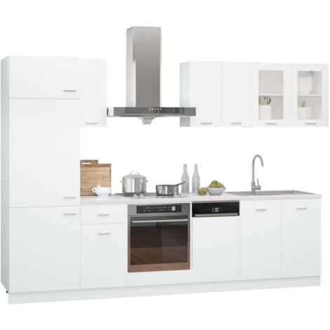 8 Piece Kitchen Cabinet Set Lyon White Engineered Wood vidaXL