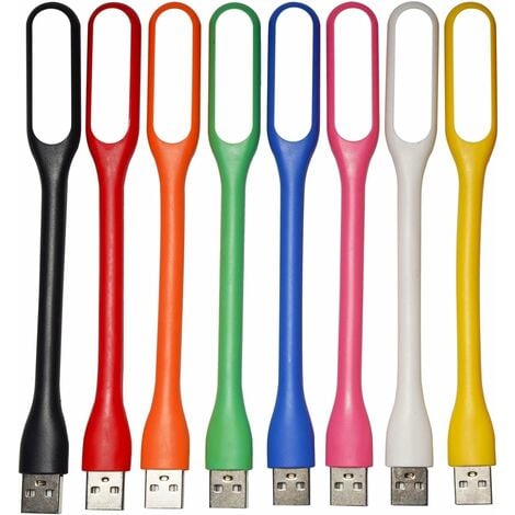 ERSANDY 8-Pièce Lampe LED USB, Mini Lumière USB Flexible, Lampe Clavier pour Ordinateur Portable/PC, Lampe de Lecture USB, Petite Lampe de Livre, 8 Couleurs