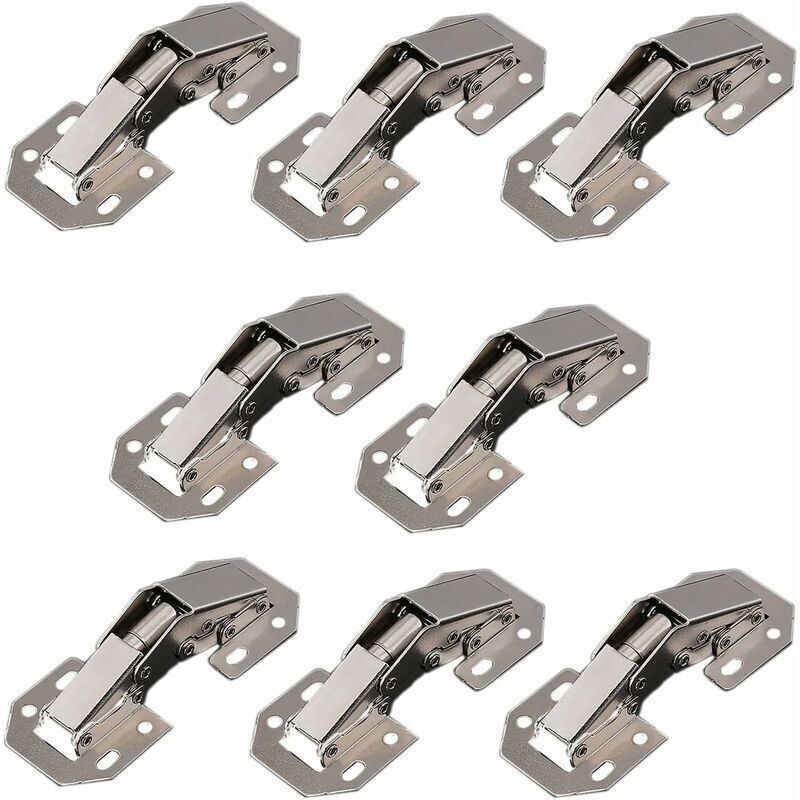 8-Piece Set of Cabinet Door Hinges, Kitchen Door Hinges, 90° Furniture Hinges, Invisible Hinges, Matching Screws, Suitable for Cabinet Doors and