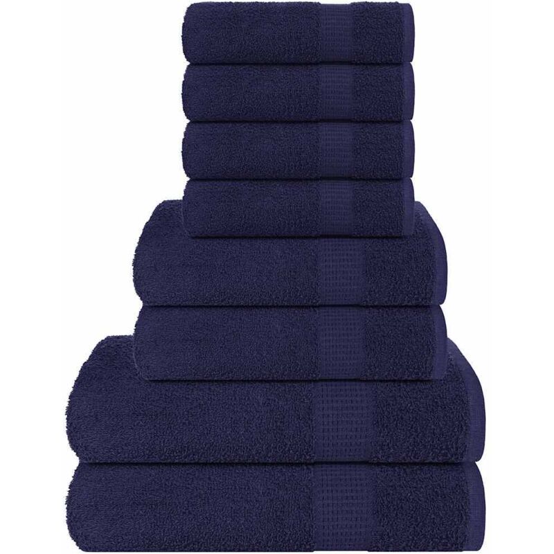 8 Piece Towel Set Navy Blue 360 Gsm 100% Cotton Vidaxl