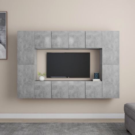 8 Piece TV Cabinet Set Concrete Grey Engineered Wood vidaXL