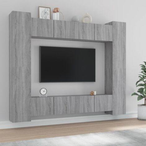 8 Piece TV Cabinet Set Grey Sonoma Engineered Wood vidaXL