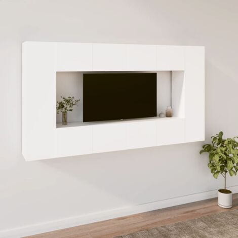 8 Piece TV Cabinet Set White Engineered Wood vidaXL