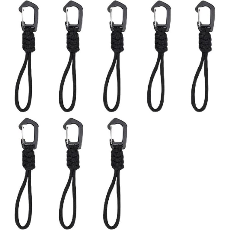 8 Pièces 12 CM Mousqueton Noir Tactique,Tressée à la Main, Convient pour Les Voyages d'alpinisme et de Camping en Plein Air