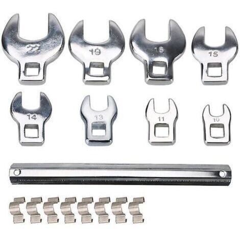 8 pièces 3/8 pouces lecteur Crowfoot jeu de clés 10 à 22Mm métrique chromé pied de corbeau tête interchangeable clé à cliquet outil à main