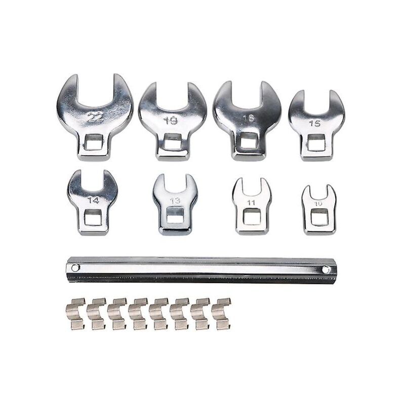 Sunxury - 8 pièces 3/8 pouces lecteur Crowfoot jeu de clés 10 à 22Mm métrique chromé pied de corbeau tête interchangeable clé à cliquet outil à main