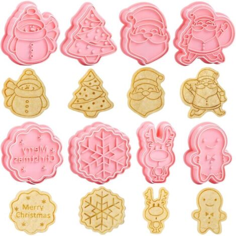 8 Pièces 3D Emporte Pièces Noël, Forme Biscuit Noël Emporte-pièces pour Décoration de Gâteau Fondant Biscuit Cookie Pâtisserie