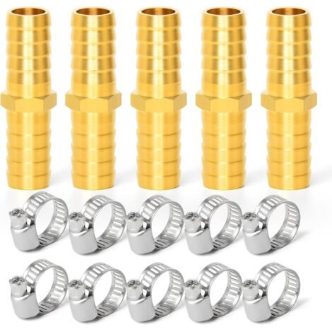 8 Pièces 6mm pouce en laiton tuyau Barb Set, 90 degrés L angle droit coude, forme de Y d'air Barb, Tee carburant/AIR/eau/huile/gaz/WOG 2 Voie 10mm