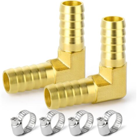 8 Pièces 6mm pouce en laiton tuyau Barb Set, 90 degrés L angle droit coude, forme de Y d'air Barb, Tee carburant/AIR/eau/huile/gaz/WOG Degrés 10mm