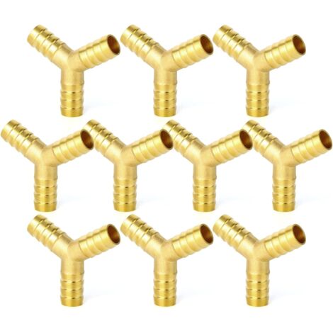 8 Pièces 6mm pouce en laiton tuyau Barb Set, 90 degrés L angle droit coude, forme de Y d'air Barb, Tee carburant/AIR/eau/huile/gaz/WOG Forme 4mm