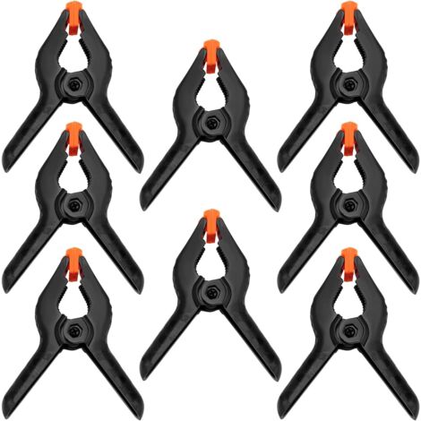 8 Pièces 8cm Pince à Ressort, Pinces à Ressort en Plastique Noir en Nylon, pour Projets de Bricolage, Studios Photo