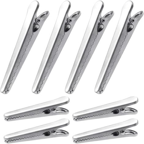 8 Pièces Acier Inoxydable Sac Clips, 2 Tailles Pinces Alimentaires, Pinces Sachets Alimentaires, Baguette pour la Alimentaires, Café, Pain et Sacs de Casse-Croûte  Argent