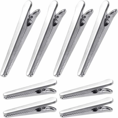 8 Pièces Acier Inoxydable Sac Clips, 2 Tailles Pinces Alimentaires, Pinces Sachets Alimentaires, Baguette pour la Alimentaires, Café, Pain et Sacs de Casse-Croûte  Argent