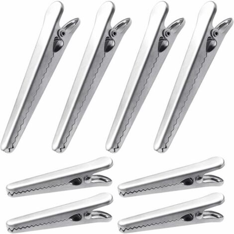 8 Pièces Acier Inoxydable Sac Clips, 2 Tailles Pinces Alimentaires, Pinces Sachets Alimentaires, Baguette pour la Alimentaires, Café, Pain et Sacs de Casse-Croûte  Argent