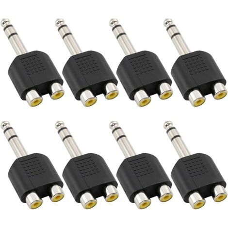 8 pièces Adaptateur Prise mâle stéréo 6,35 mm vers Double RCA Femelle, Prise Jack mâle TRS 1/4" vers Double Prise répartiteur Audio Femelle RCA