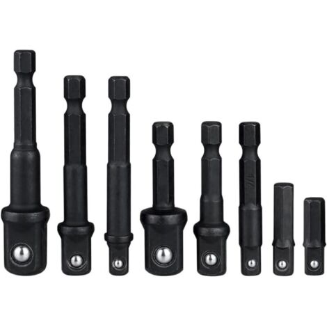 8 Pièces Adaptateurs Porte Douilles de Tige Hexagonale 1/4'' à Changement Rapide(1/4" 1/2" 3/8"), Adaptor Converter de Perceuse Barre d'extension à Douille pour Conversion de Douille Carré