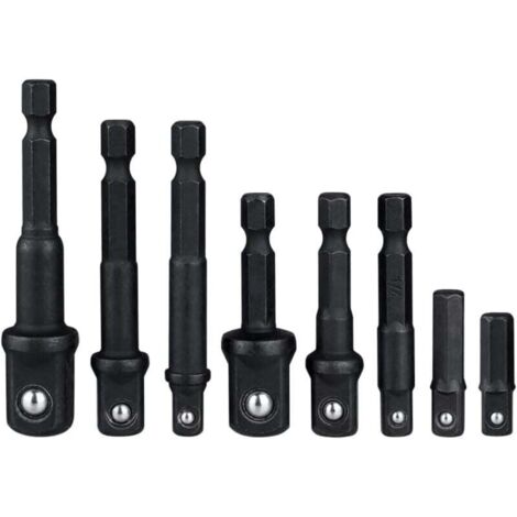 8 Pièces Adaptateurs Porte Douilles de Tige Hexagonale 1/4'' à Changement Rapide(1/4" 1/2" 3/8"), Adaptor Converter de Perceuse Barre d'extension à Douille pour Conversion de Douille Carré