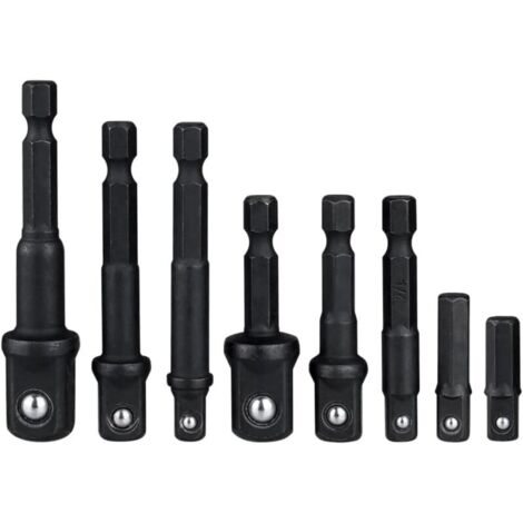 8 Pièces Adaptateurs Porte Douilles de Tige Hexagonale 1/4'' à Changement Rapide(1/4" 1/2" 3/8"), Adaptor Converter de Perceuse Barre d'extension à Douille pour Conversion de Douille Carré