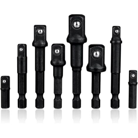 8 Pièces Adaptateurs Porte Douilles Hexagonale 1/4'' - Changement Rapide - Adaptateurs Convertisseurs pour Perceuse - Conversion Douille 1/4''-1/2''-3/8'' Carré